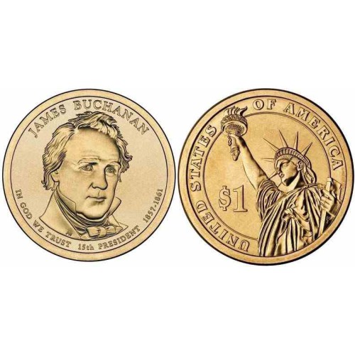 سکه 1 دلار یادبود جیمز بیوکنن -15مین رئیس جمهوری - آمریکا 2010