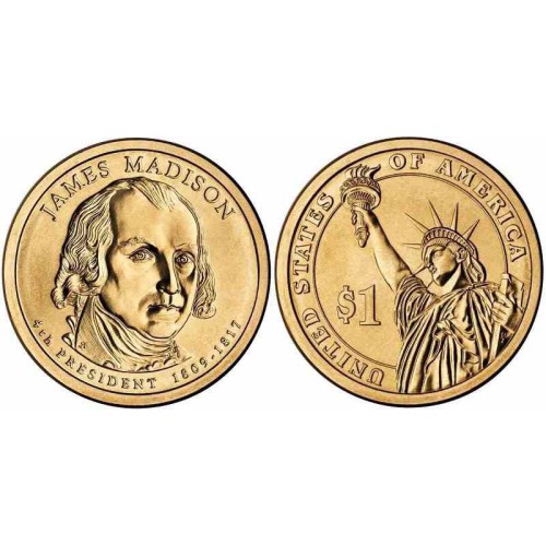 سکه 1 دلار یادبود جیمز مدیسون -چهارمین رئیس جمهوری - آمریکا 2007