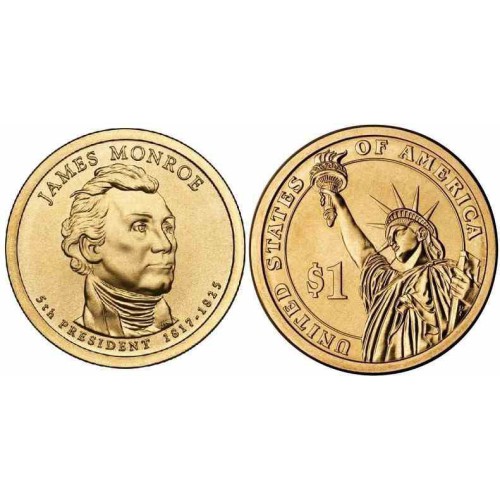 سکه 1 دلار یادبودویلیام جیمز مونرو - 5مین رئیس جمهوری - آمریکا 2008