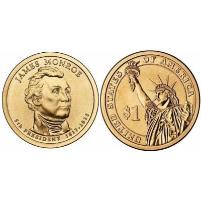 سکه 1 دلار یادبودویلیام جیمز مونرو - 5مین رئیس جمهوری - آمریکا 2008