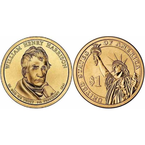 سکه 1 دلار یادبودویلیام هنری هریسون - 9مین رئیس جمهوری - آمریکا 2009