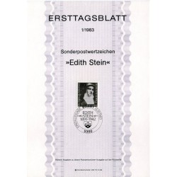 برگه اولین روز انتشار تمبر یادبود ادیت استاین، 1891-1942 - جمهوری فدرال آلمان 1983