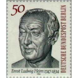 1 عدد تمبر 150مین سال مرگ ارنست لودویک هیم - پزشک - خدمات پزشکی رایگان  - برلین آلمان 1984
