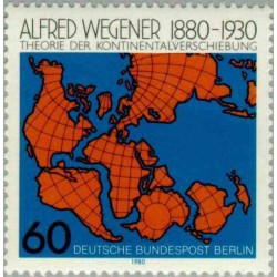 1 عدد تمبر صدمین سالروز تولد آلفرد وگنر - ژئوفیزیست - برلین آلمان 1980