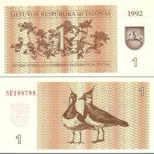 اسکناس 1 تالوناس - لیتوانی 1992