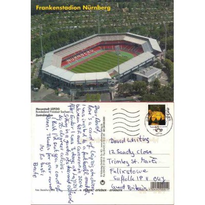 کارت پستال خارجی شماره 168 -مستعمل - تمبردار -  استادیوم نورنبرگ - آلمان 2013