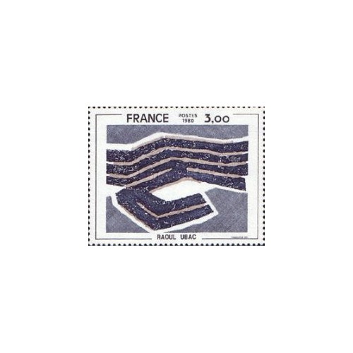 1 عدد  تمبر نقاشی آبستره - "چکیده" - توسط رائول اوباک - فرانسه 1980