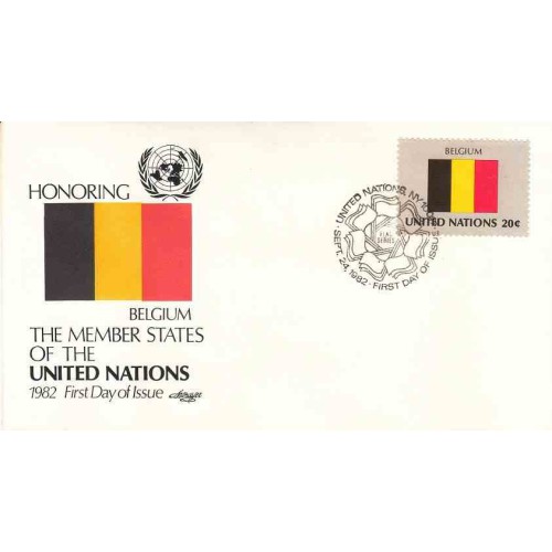 پاکت مهر روز کشورهای عضو سازمان ملل - بلژیک -  نیویورک سازمان ملل 1982