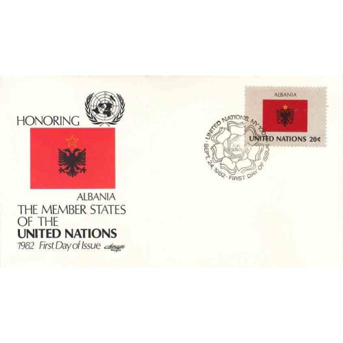 پاکت مهر روز کشورهای عضو سازمان ملل - آلبانی -  نیویورک سازمان ملل 1982