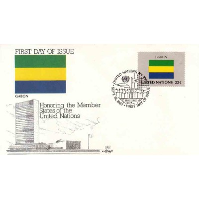 پاکت مهر روز کشورهای عضو سازمان ملل - گابن -  نیویورک سازمان ملل 1987