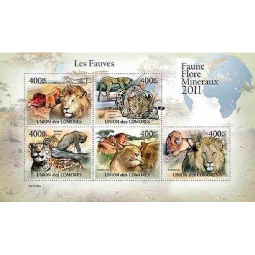 مینی شیت پستانداران - گربه سانان بزرگ - 1 - کومور 2011 قیمت 11.64 دلار