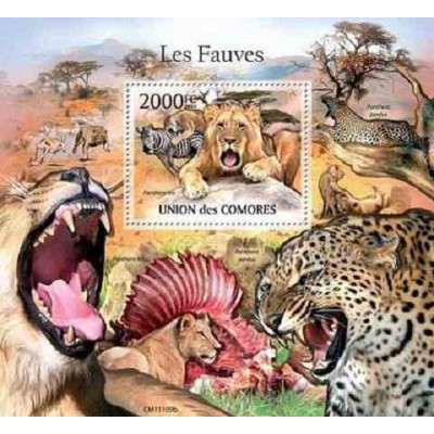 مینی شیت پستانداران - گربه سانان بزرگ - 2 - کومور 2011 قیمت 14 دلار