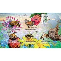 مینی شیت حشرات - زنبور عسل آفریقائی - 1 - کومور 2011 قیمت 11.64 دلار