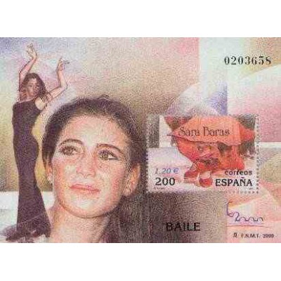 سونیرشیت نمایشگاه بین المللی تمبر  مادرید  2000 -سارا باراس رقصنده فلامنکو - اسپانیا 2000
