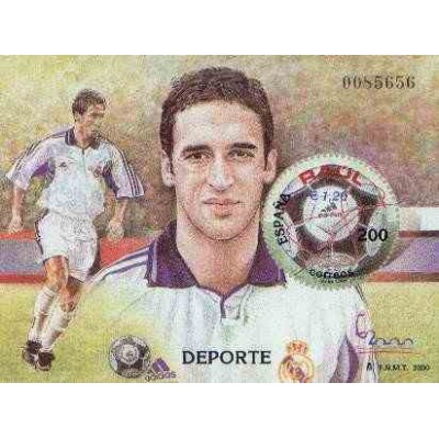 سونیرشیت نمایشگاه بین المللی تمبر  مادرید  2000 - رائول گونزالس ، فوتبالیست - اسپانیا 2000