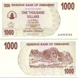 اسکناس 1000 دلار - زیمباوه 2007