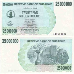اسکناس 25.000.000 دلار - زیمباوه 2008