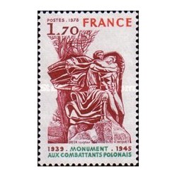 1 عدد  تمبر یادبود جنگ مبارزان لهستانی - فرانسه 1978