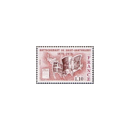 1 عدد تمبر صدمین سالگرد بازگشت جزیره سنت بارتلمی به فرانسه - فرانسه 1978 1 عدد تمبر صدمین سالگرد بازگشت جزیره سنت بارتلمی به فرانسه - فرانسه 1978