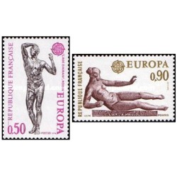 2 عدد  تمبر مشترک اروپا - Europa Cept  -مجسمه ها - فرانسه 1974