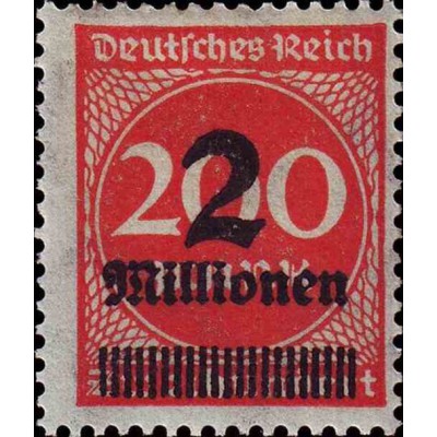 1 عدد تمبر از سری پستی - سورشارژ  2 م مارک  روی 200  - رایش آلمان 1923