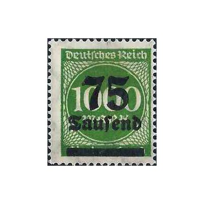 1 عدد تمبر از سری پستی - سورشارژ  75 مارک روی 1000  - رایش آلمان 1923