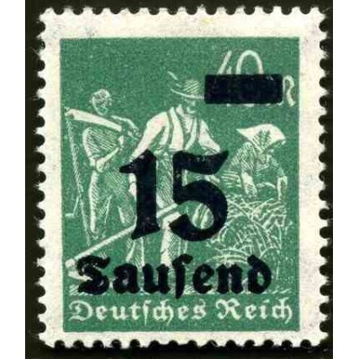 1 عدد تمبر از سری پستی - سورشارژ  15 مارک  - رایش آلمان 1923