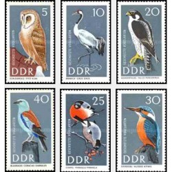 6 عدد تمبر پرندگان حفاظت شده - جمهوری دموکراتیک آلمان 1967 ثیمت 5.3 دلار