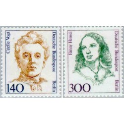2 عدد تمبر سری پستی زنان نامدار - سسیل وگت  - فنی هنزل - برلین آلمان 1989 قیمت 17.5 دلار