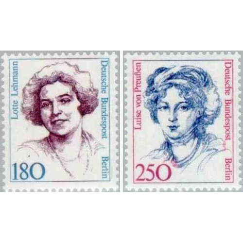 2 عدد تمبر سری پستی زنان نامدار - لوتی لهمن - لوئیز فون پروسن - برلین آلمان 1989 قیمت 17.5 دلار