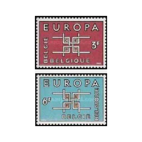 2 عدد تمبر مشترک اروپا - Europa Cept - بلژیک 1963 قیمت 3 دلار