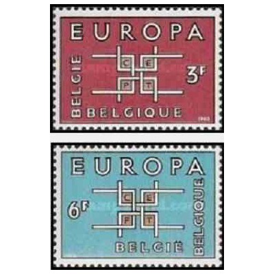 2 عدد تمبر مشترک اروپا - Europa Cept - بلژیک 1963 قیمت 3 دلار