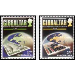2 عدد تمبر مشترک اروپا - Europa Cept - ارتباطات پستی و مخابراتی - جبل الطارق 1984