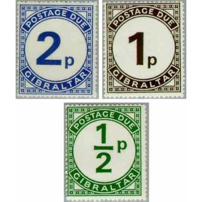 3 عدد تمبر حق تمبر - جبل الطارق 1971