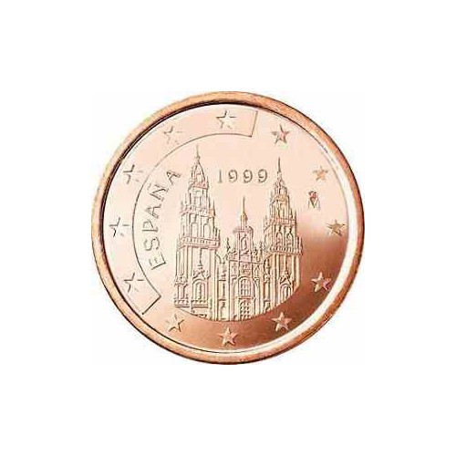 سکه 1 سنت یورو - مس روکش فولاد - اسپانیا 1999 غیر بانکی