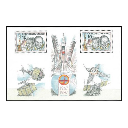 مینی شیت بیستمین سالگرد برنامه فضایی بین المللی - چک اسلواکی 1987 قیمت 8.7 دلار