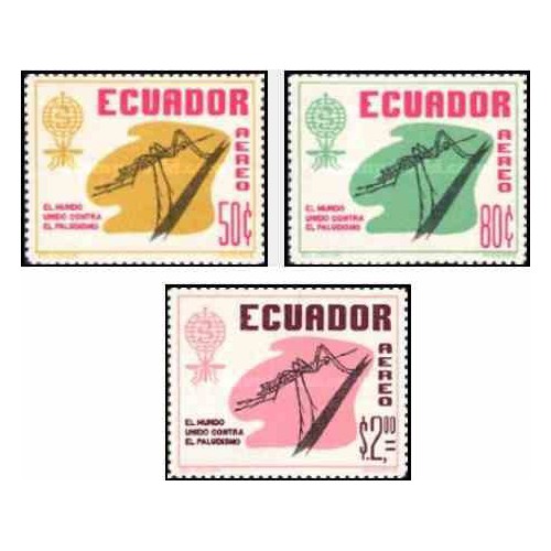 3 عدد تمبر ریشه کنی مالاریا - اکوادور 1963