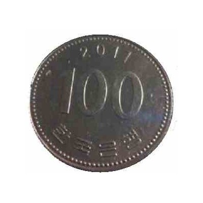 سکه  100 وون  - نیکل مس - کره جنوبی 2011 غیر بانکی