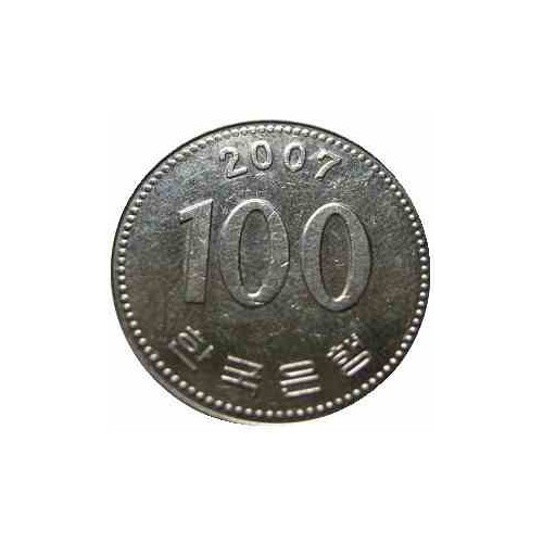 سکه  100 وون  - نیکل مس - کره جنوبی 2007 غیر بانکی