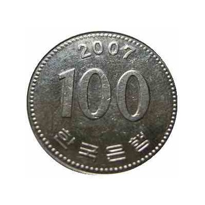 سکه  100 وون  - نیکل مس - کره جنوبی 2007 غیر بانکی