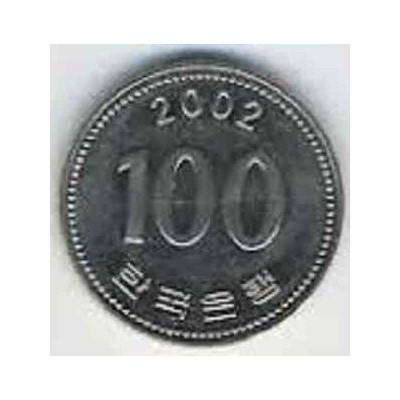 سکه  100 وون  - نیکل مس - کره جنوبی 2002 غیر بانکی