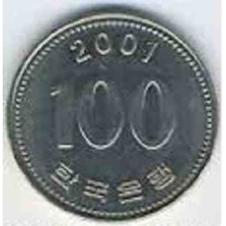 سکه  100 وون  - نیکل مس - کره جنوبی 2001 غیر بانکی
