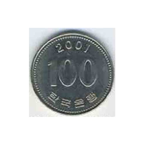 سکه  100 وون  - نیکل مس - کره جنوبی 2001 غیر بانکی