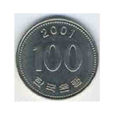 سکه  100 وون  - نیکل مس - کره جنوبی 2001 غیر بانکی