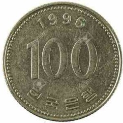 سکه  100 وون  - نیکل مس - کره جنوبی 1996 غیر بانکی