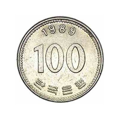 سکه  100 وون  - نیکل مس - کره جنوبی 1989 غیر بانکی