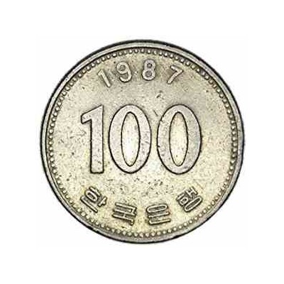 سکه  100 وون  - نیکل مس - کره جنوبی 1987 غیر بانکی