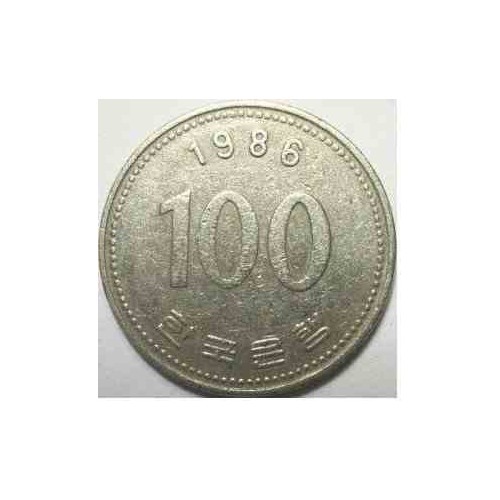سکه  100 وون  - نیکل مس - کره جنوبی 1986 غیر بانکی