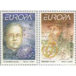 2 عدد تمبر مشترک اروپا - Europa Cept - مخترعین و مکتشفین - بلژیک 1994 قیمت 2.6 دلار