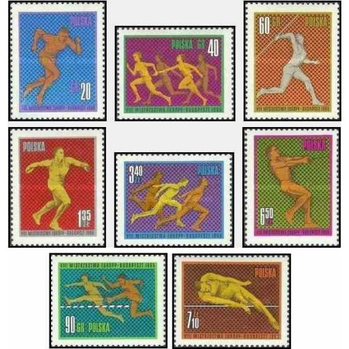 8 عدد تمبر مسابقات قهرمانی ورزشهای سبک اروپا ، بوداپست مجارستان - لهستان 1966